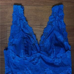 bebe Blue Lace Sleeveless Top